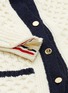  - THOM BROWNE  - Belted contrast border cable knit long cardigan