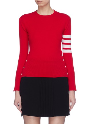 Main View - Click To Enlarge - THOM BROWNE  - Stripe sleeve cashmere sweater