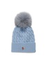 Main View - Click To Enlarge - MONCLER - Fox fur pompom virgin wool cable knit beanie
