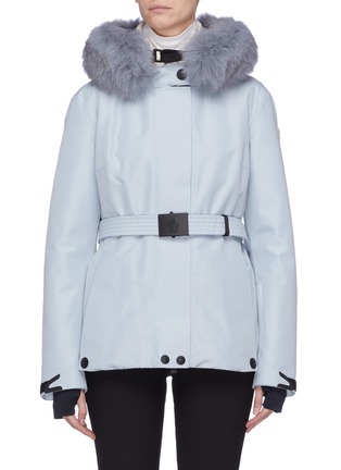 Main View - Click To Enlarge - MONCLER - 'Laplance' fox fur collar belted down jacket