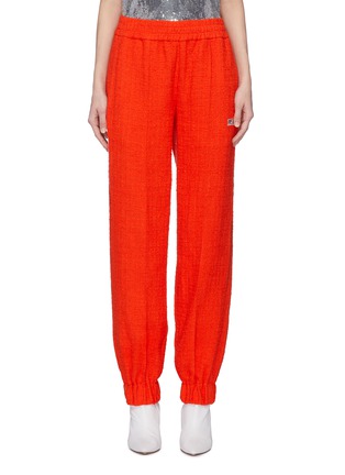 Main View - Click To Enlarge - MSGM - Stripe outseam logo embroidered tweed track pants