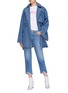 Figure View - Click To Enlarge - MSGM - Hooded oversized denim jacket