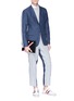 Back View - Click To Enlarge - THOM BROWNE  - Colourblock linen pants