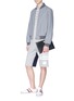 Back View - Click To Enlarge - THOM BROWNE  - Stripe colourblock sweat shorts