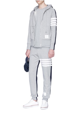 Back View - Click To Enlarge - THOM BROWNE  - Stripe colourblock sweatpants