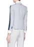 Back View - Click To Enlarge - THOM BROWNE  - Colourblock cropped linen blazer