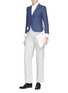 Figure View - Click To Enlarge - THOM BROWNE  - Colourblock cropped linen blazer