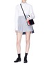 Figure View - Click To Enlarge - THOM BROWNE  - Colourblock pleated linen skirt