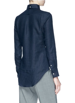 Figure View - Click To Enlarge - THOM BROWNE  - Colourblock linen shirt