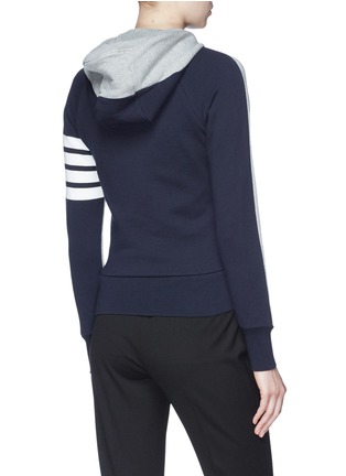 Figure View - Click To Enlarge - THOM BROWNE  - Stripe sleeve colourblock knit zip hoodie