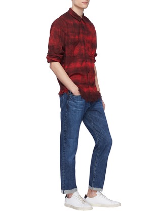 Figure View - Click To Enlarge - J BRAND - 'Eli' raw cuff recycled selvedge jeans
