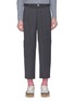 Main View - Click To Enlarge - 73088 - Stripe outseam pleated cropped wool twill pants