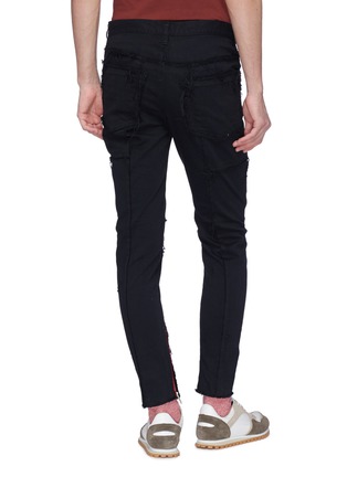 Back View - Click To Enlarge - 73088 - Zip cuff raw seam panelled jeans