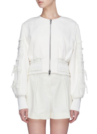 Main View - Click To Enlarge - 3.1 PHILLIP LIM - Bow pleated panel sleeve cropped bomber jacket