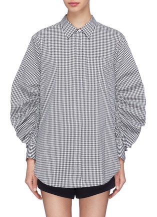 Main View - Click To Enlarge - 3.1 PHILLIP LIM - Ruched blouson sleeve gingham check shirt