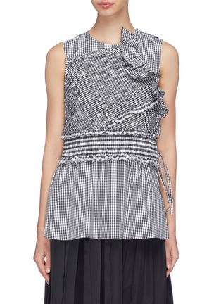 Main View - Click To Enlarge - 3.1 PHILLIP LIM - Ruffle smocked gingham check top
