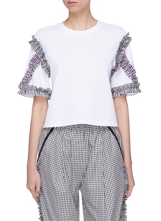 Main View - Click To Enlarge - 3.1 PHILLIP LIM - Gingham check ruffle trim T-shirt