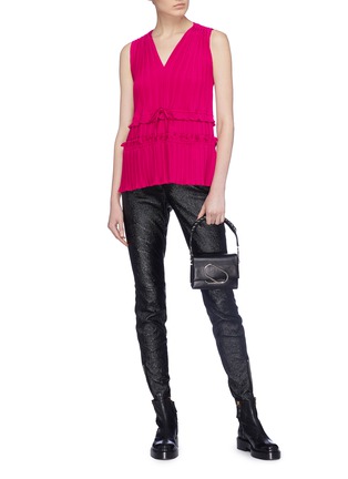 Figure View - Click To Enlarge - 3.1 PHILLIP LIM - Ruffle plissé pleated crepe sleeveless top