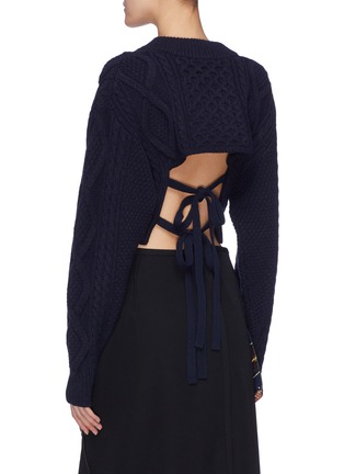 Back View - Click To Enlarge - 3.1 PHILLIP LIM - Tie open back cropped cable knit sweater