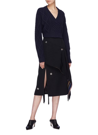 Figure View - Click To Enlarge - 3.1 PHILLIP LIM - Tie open back cropped cable knit sweater