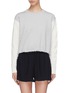 Main View - Click To Enlarge - 3.1 PHILLIP LIM - Colourblock cable knit sleeve cropped sweatshirt