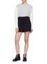 Figure View - Click To Enlarge - 3.1 PHILLIP LIM - Colourblock cable knit sleeve cropped sweatshirt