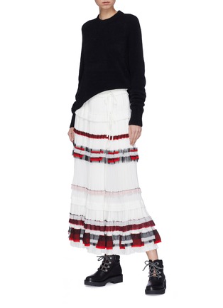 Figure View - Click To Enlarge - 3.1 PHILLIP LIM - Ruffle plissé pleated tiered crepe skirt