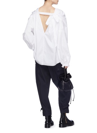 Figure View - Click To Enlarge - 3.1 PHILLIP LIM - Tie back blouson sleeve poplin blouse