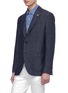 Front View - Click To Enlarge - LARDINI - Wool blend herringbone soft blazer