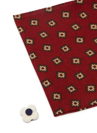 Detail View - Click To Enlarge - LARDINI - Floral print wool-silk knit pocket square