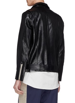 Back View - Click To Enlarge - 10410 - Belted cow leather biker jacket