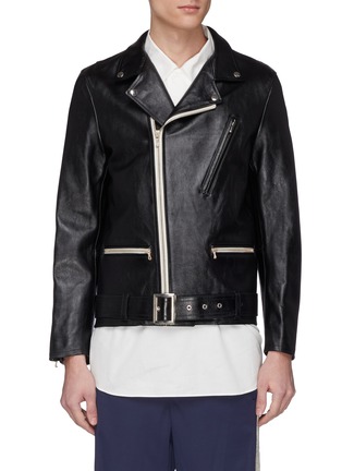 Main View - Click To Enlarge - 10410 - Belted cow leather biker jacket