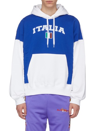 Main View - Click To Enlarge - DOUBLET - 'Italia' print colourblock hoodie