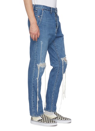 Front View - Click To Enlarge - DOUBLET - Ripped frayed straight leg jeans