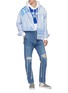 Figure View - Click To Enlarge - DOUBLET - Ripped frayed straight leg jeans