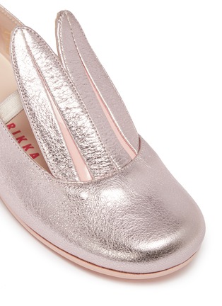 Detail View - Click To Enlarge - MINNA PARIKKA - 'Bun-Bun Mini' bunny crinkled leather kids ballet flats