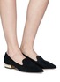 Figure View - Click To Enlarge - NICHOLAS KIRKWOOD - 'Casati' faux pearl heel suede skimmer loafers