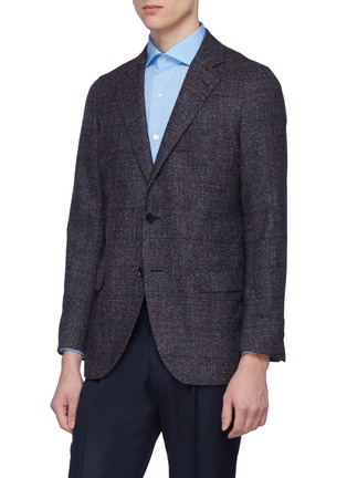 Front View - Click To Enlarge - TOMORROWLAND - Windowpane check brushed wool blend soft blazer