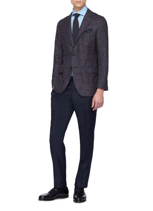 Figure View - Click To Enlarge - TOMORROWLAND - Windowpane check brushed wool blend soft blazer