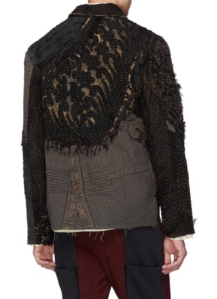 Back View - Click To Enlarge - BY WALID - 'Amro' embroidered silk canvas patchwork shirt jacket