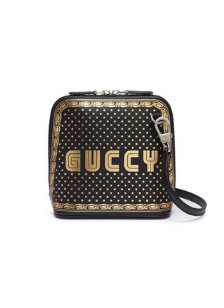 Main View - Click To Enlarge - GUCCI - 'Guccy' logo print mini leather crossbody bag