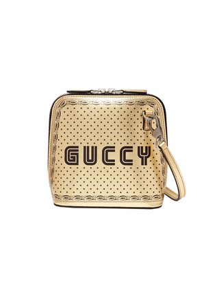 Main View - Click To Enlarge - GUCCI - 'Guccy' logo print mini leather crossbody bag