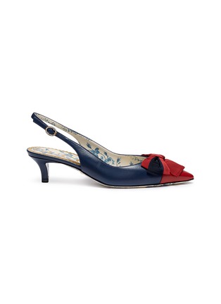 Main View - Click To Enlarge - GUCCI - Web bow leather slingback pumps