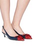 Figure View - Click To Enlarge - GUCCI - Web bow leather slingback pumps