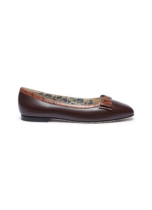 Main View - Click To Enlarge - GUCCI - Snakeskin bow leather ballet flats
