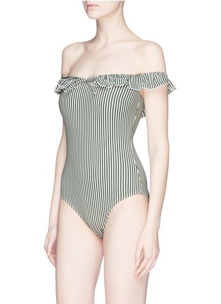 Figure View - Click To Enlarge - SOLID & STRIPED - 'The Amelia' stripe ruffle trim seersucker one-piece swimsuit
