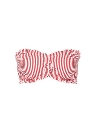 Main View - Click To Enlarge - SOLID & STRIPED - 'The Audrey' ruffle stripe seersucker bandeau bikini top