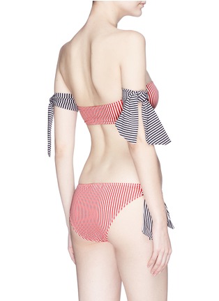 Back View - Click To Enlarge - SOLID & STRIPED - 'The Mackenzie' tie stripe seersucker bikini bottoms