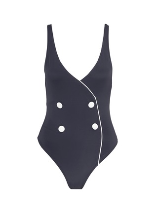 Main View - Click To Enlarge - SOLID & STRIPED - 'The Juliette' mock button front one-piece swimsuit