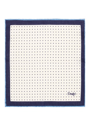 Detail View - Click To Enlarge - DRAKE'S - Polka dot print linen-cashmere pocket square
